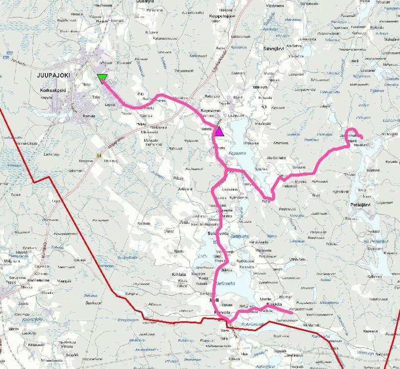 5 Kohteen 3 Kokkilantien reitti Kauimmaiset oppilaat asuvat Kokkilantien varrella Reittiin sisältyy myös pisto Valkeajoentielle. Reitin enimmäispituus on 26 km/lähtö.