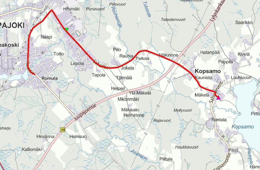 8 Kohteen 6 Korkeakoski-Kirkonkylä reitti Nuorimpien oppilaiden kuljetus Korkeakoskelta Kirkonkylän kouluun (8:45) ja takaisin (12:45) Oppilaita ei noudeta kotiportilta saakka, vaan he kävelevät