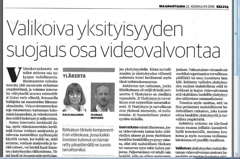 Mitä ajatuksia herättää Kalevan yläkerta-artikkelit? Julkaiseminen Kansallinen hanke: Julkaisufoorumi http://www.tsv.