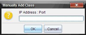 Näytölle avautuu Lisää luokka manuaalisesti -valintaikkuna. 3. Kirjoita joko opettajan antama isäntäpalvelimen nimi tai IP-osoite. Esimerkki isäntäpalvelimen nimestä: LTXMyschool.network.