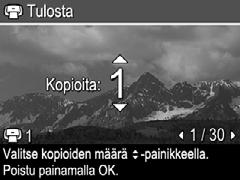 Tämä kuva - Merkitsee näkyvän kuvan. Voit vierittää näyttöä eri kuvan kohdalle - painikkeilla. Kaikki suosikit... - Avaa Tulosta kaikki suosikit -näkymän. Paina.