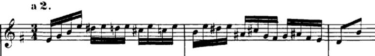 13 Kuvio 2. J.S. Bachin e-molli fuugan teema (yllä) ja kontrasubjekti (alla) 4.2.2 Shostakovichin C-duuri ja a-molli Preludi ja Fuuga Dmitri Shotakovichin C-duuri preludi alkaa täysin samalla harmonialla ja asetelmalla kuin J.