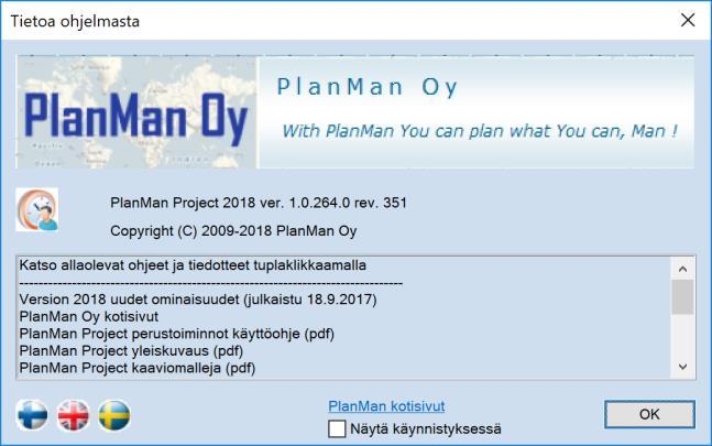 PlanMan Project 2018 päivitys ja uudet ominaisuudet Päivitys uuteen versioon 1.0.264.0 rev 351 Nyt kannattaa päivittää PlanMan Project uuteen versioon.