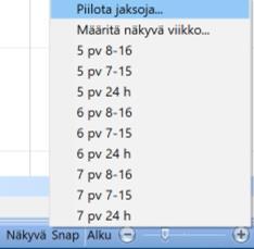 Näkyvä / Piilota jaksoja : Näkyvän ajan määritykseen on lisätty haluttujen periodien piilotus. Esim.