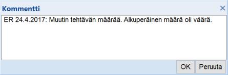 Kommentti taulukon soluun: Taulukon kuhunkin soluun voi lisätä kommentin ja tarkastella