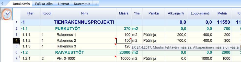 Kommentti indikoidaan solun oikeassa ylänurkassa olevalla punaisella kolmiolla, jos