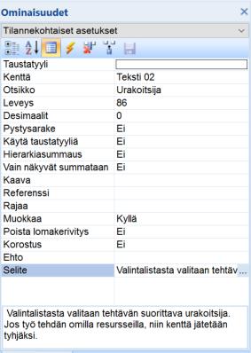 voi dokumentoida projektin kenttien merkityksen.