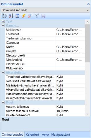 Sovellusasetukset: Ryhmittely sovellusasetusten ominaisuuksille: Lisätty ryhmittely