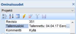Projektille kommentointi -mahdollisuus: Projektille on lisätty kentät Kommentti ja Tallennusloki. Kommentti -kentällä määritellään pidetäänkö ko. projektista tallennuslokia: Kyllä/Ei.