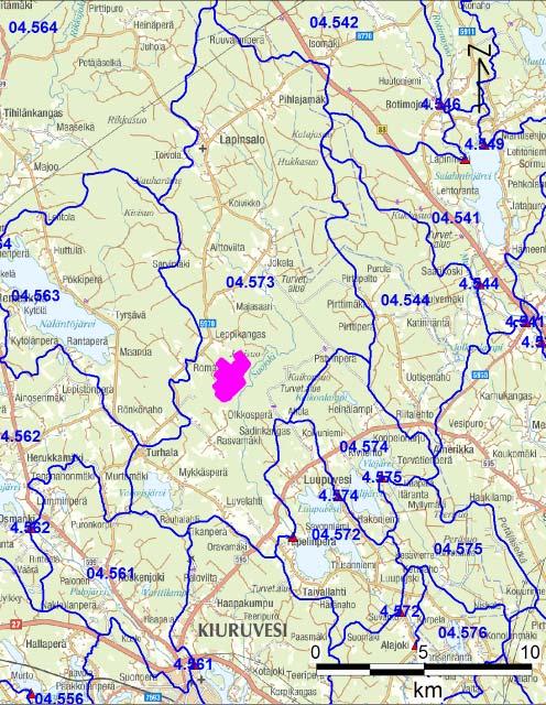 Hankealueen kuivatusvedet johdetaan Vuoksen vesistöalueelle (04), siellä tarkemmin Iisalmen reitin valuma-alueelle (04.