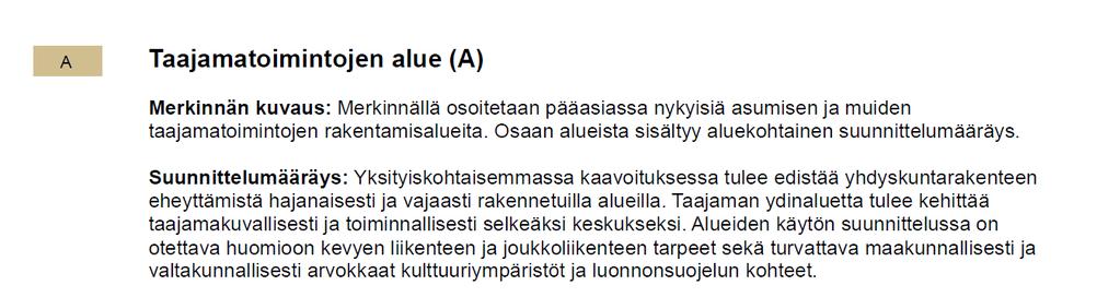 koskevasta aluevarausmerkinnästä.