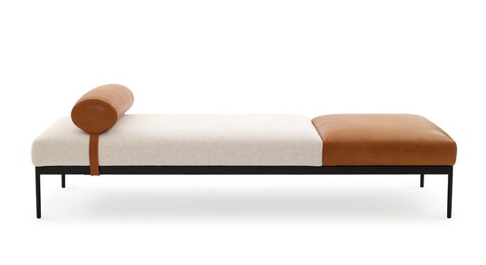BON DAYBED Design: Mats Broberg & Johan Ridderstråle Bon Daybedin linjakas, metallinen jalkarakenne muodostaa graafisen