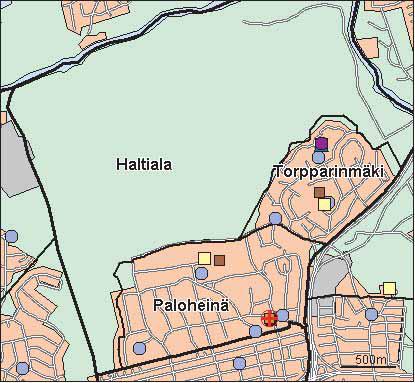 43 Tuomarinkylän peruspiiri Copyright Helsingin kaupunki, Kaupunkimittausosasto 41 /23 Genimap Oy, Lupa L6285/5 Asukastiheys h/km2 Asuntojen keskikoko m2 Asuntokuntien keskikoko Korkeakoulututkinto