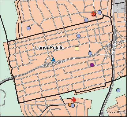 42 Länsi-Pakilan peruspiiri Copyright Helsingin kaupunki, Kaupunkimittausosasto 41 /23 Genimap Oy, Lupa L6285/5 Asukastiheys h/km2 Asuntojen keskikoko m2 Asuntokuntien keskikoko Korkeakoulututkinto