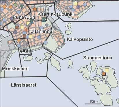 12 Ullanlinnan peruspiiri Copyright Helsingin kaupunki, Kaupunkimittausosasto 41 /23 Genimap Oy, Lupa L6285/5 Asukastiheys h/km2 Asuntojen keskikoko m2 Asuntokuntien keskikoko Korkeakoulututkinto 15