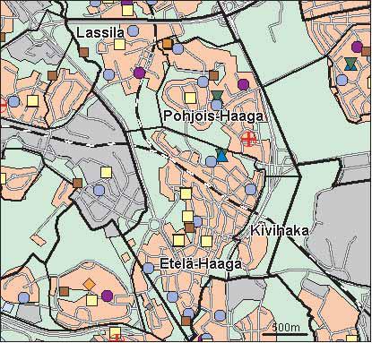 23 Haagan peruspiiri Copyright Helsingin kaupunki, Kaupunkimittausosasto 41 /23 Genimap Oy, Lupa L6285/5 Asukastiheys h/km2 Asuntojen keskikoko m2 Asuntokuntien keskikoko Korkeakoulututkinto 15 1 3,5