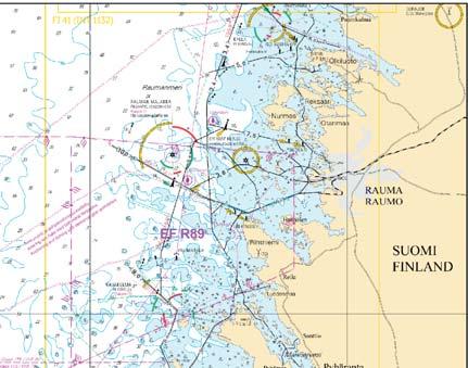 Poista Stryk Delete Ampuma-alue seuraavien pisteiden väliltä Skjutområde mellan följande punkter Firing practice area between the following positions (1) 60 45.970'N 20 06.980'E (2) 60 46.008'N 20 57.