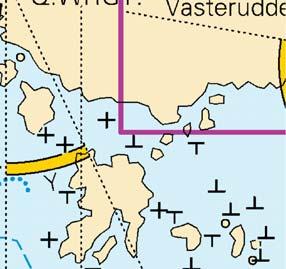 223'E Kuva viitteeksi, karttaotteet ei merikartan mittakaavassa / Bild för