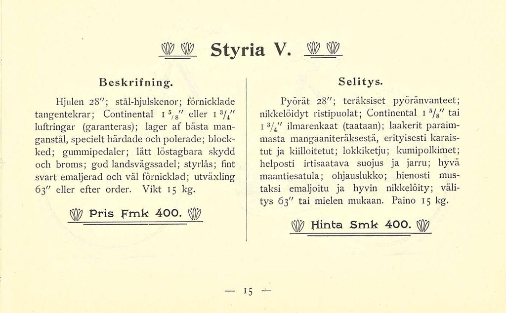 Styria V. Beskrif ning.