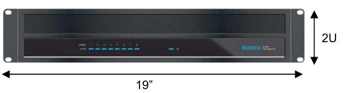 12 Äänentoistokeskuksen moduulit ovat fyysisilta mitoiltaan standardikokoisia. Moduulien etuosan kiinnityslevyn standardileveys on 19 (483 mm).