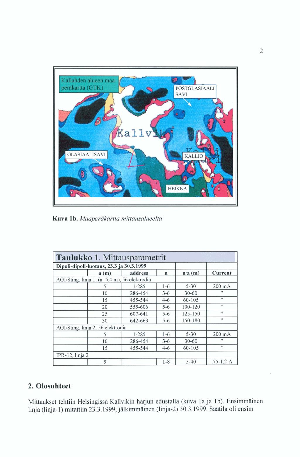 Kuva 1 b. Maaperäkartta mittausalueelta 2.