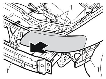 D3902163 5A Kuva A, malli S80 Suorita seuraavat kohdat auton vasemmalla puolella Irrota valonheittimen pistokkeet (1) Irrota valonheittimen ruuvit (2) ja vedä se ulos Irrota