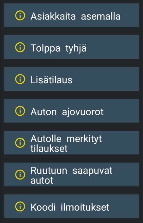 15 Tilauksen tiedot näkyville Jos hyväksytyn tilauksen jälkeen on poistunut tilauksen näkymästä, tilauksen saa uudestaan näkyviin painamalla Kyyti -kuvaketta.