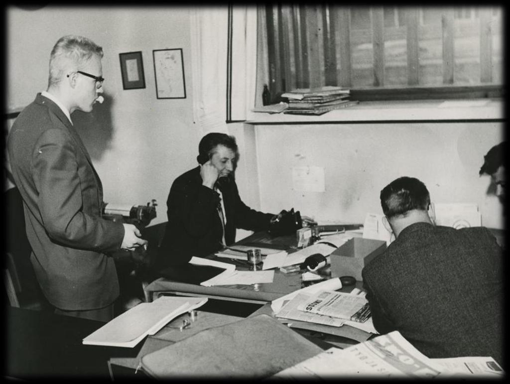 Ylioppilaskunnan toimisto Lozzilla 1960-luvulla Vasemmalla Hannu Kiiski ja Osmo