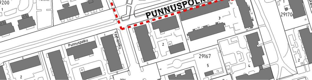Tontin itäpuolella on leikkipuisto Laurinniitty leikkipuistorakennuksineen.