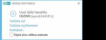 Jos tietokone vaikuttaa saaneen haittaohjelmatartunnan eli jos se toimii hitaammin tai jumittuu usein, suosittelemme seuraavia toimenpiteitä: Avaa ESET NOD32 Antivirus ja valitse Tietokoneen