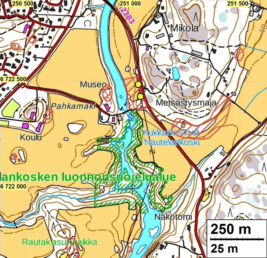 3 Yleiskartat Yllä: lähialueen kiinteät muinaisjäännökset on