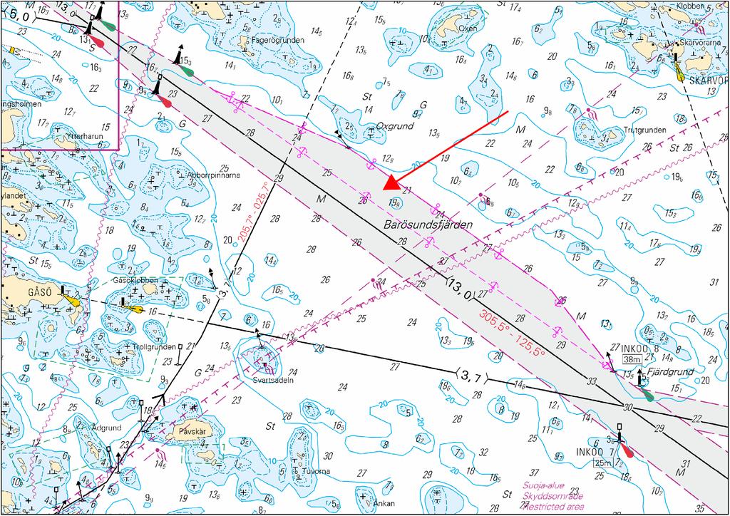 Suomenlahti/Finska viken/gulf of Finland *285 /2017 (2017-09-29) Suomi. Suomenlahti. Inkoo. Inkoon väylä (13.0 m). Barösundsfjärden. Alueet ja rajat. Finland. Finska viken. Ingå. Ingåleden (13.0 m). Barösundsfjärden. Områden och gränser.