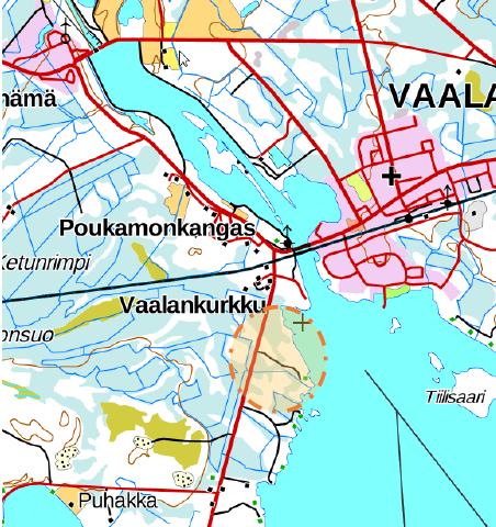 KESKUSTAN ASEMAKAAVAN LAAJENNUS VAALANKURKUN ETELÄPUO- LELLE Suunnittelualueen sijainti ja rajaus Suunnittelualue sijoittuu Vaalan keskustaajaman lounaispuolelle, Oulujärven länsirannalle Oulujoen