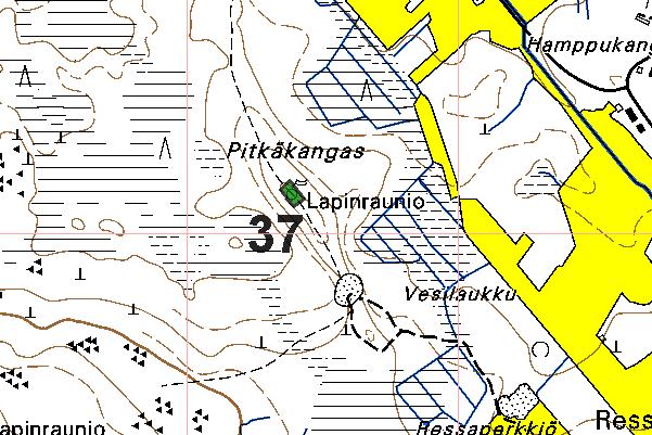 33 RAAHE 37 PITKÄKANGAS esihistoriallinen tunnistamaton: röykkiö, kuoppa 2441 10 KOPSA x: 7163 08 y: 2531 70 z: 77,5 p: 7164 98 i: 3387 87 Purhonen P 1977 tarkastus, Itäpalo J 1994 tarkastus