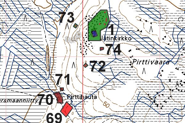 58 RAAHE 72 PIRTTIVAARA 2 esihistoriallinen muu: rakkakuoppa 2441 07