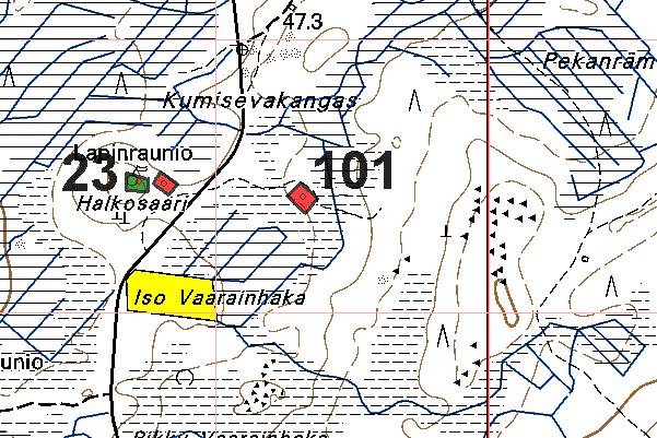 89 RAAHE 101 KUMISEVANKANGAS Löydöt: kivikautinen asuinpaikka: asumuspainanne 2441 07 KETUNPERÄ x: 7163 71 y: 2529 65 z: 48 ±1 m