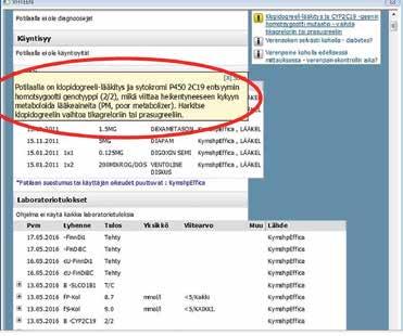 A B C KUVA 2. Genomitiedon käytännön hyödyntämiseen liittyvien sovellusten näkyminen käyttäjälle.