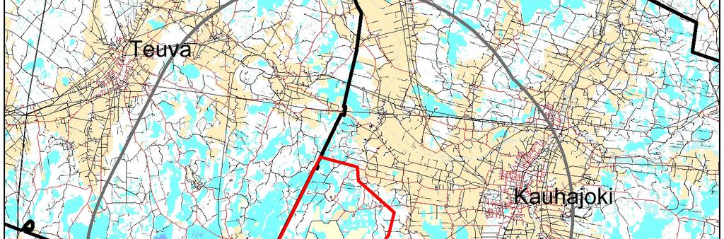 Alue rajoittuu lännessä Teuvan kunnan rajaan, etelässä Mustaisnevantiehen, idässä Nirvankylän-Lylykylän asutukseen ja pohjoisessa