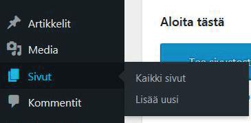 oleva näkymä. Uuden sivun saat klikkaamalla Lisää uusi.