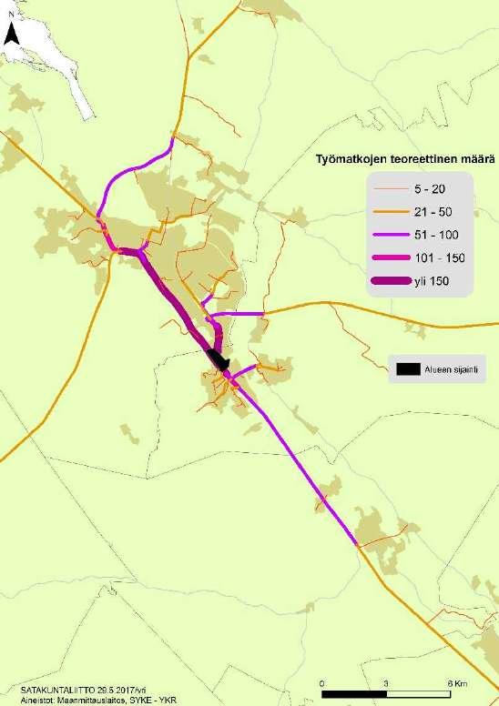 Työpaikkojen osuus koko maan työpaikoista Alueen työpaikat yhteensä 2.3.7 Huittinen Huittisten keskustan lähellä sijaitseva alue on erityisesti vahva elintarviketeollisuuden keskittymä.