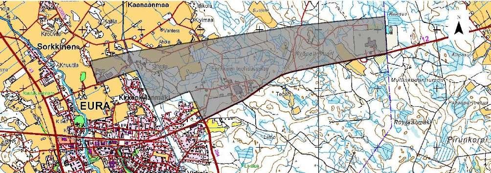 Euran keskustan tuntumassa sijaitsee kolme maakuntakaavassa osoitettua T-aluetta, joista kaksi sijaitsee Kauttuassa ja yksi keskustan itäpuolella valtatien 12 varrella.