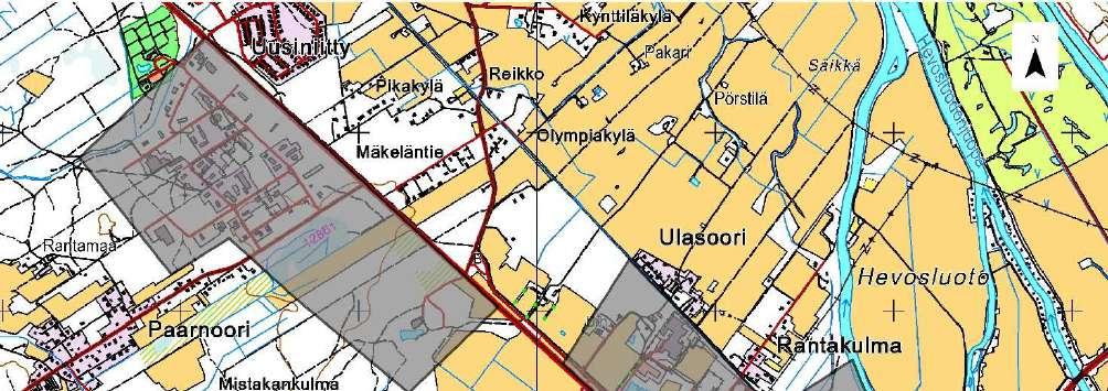 Valtatien 2 varrella Porin keskustan länsipuolella sijaitsee kaksi TP-merkinnällä osoitettua aluetta.