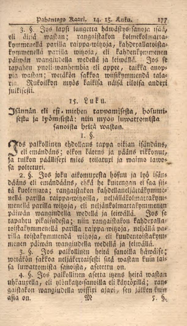 PabäntegH Raari. 14. 15. Luku. 177 3.