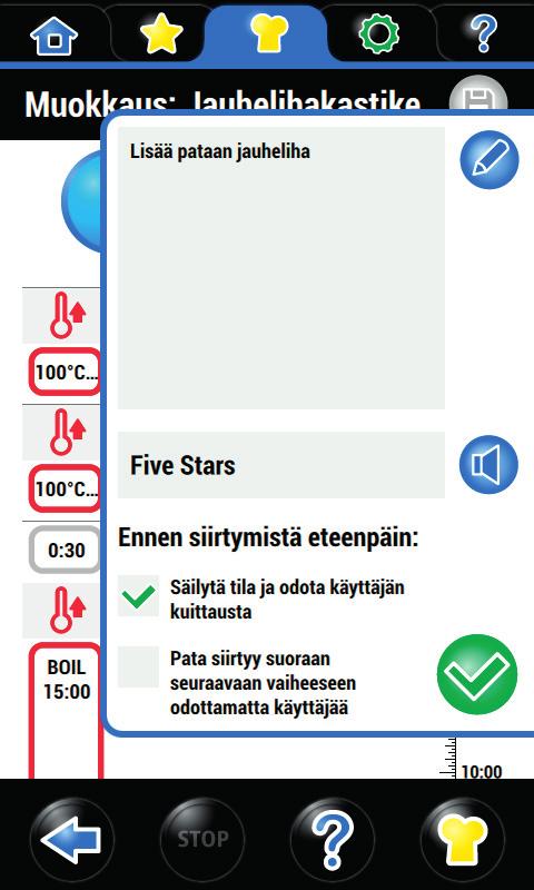 Käyttöohjeet Ohjelmavaiheen sekoitustoiminto: Paina.