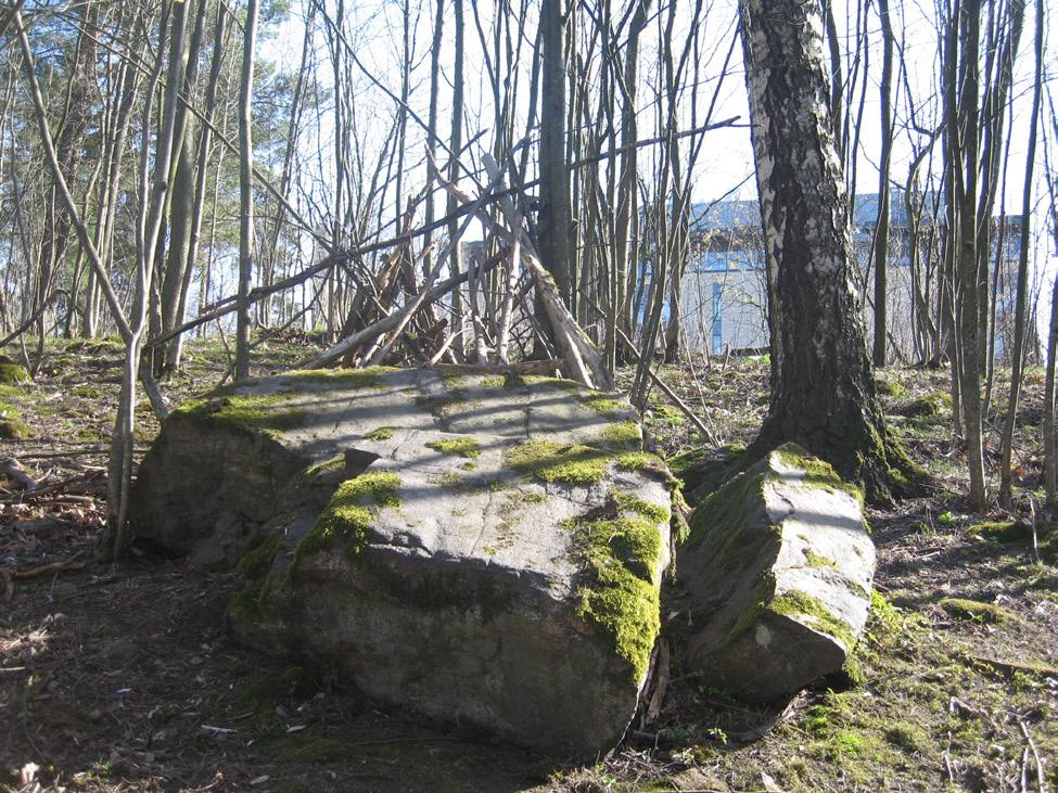 Ensimmäisen maailmansodan aikaisten puolustusvarustuksen jäänteitä selvitysalueen koillisosassa.