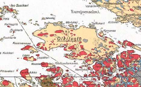 12 5.2 Maa- ja kallioperä Olkiluodon saari on melko tasainen, korkein kohta on noin 18 metriä merenpinnan yläpuolella. Olkiluodon kallioperä on 1 800 1 900 miljoonaa vuotta vanhaa.