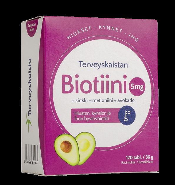 BIOTIINI 5 MG + SINKKI + METIONIINI + AVOKADO Hiusten, kynsien ja ihon hyvinvointiin!