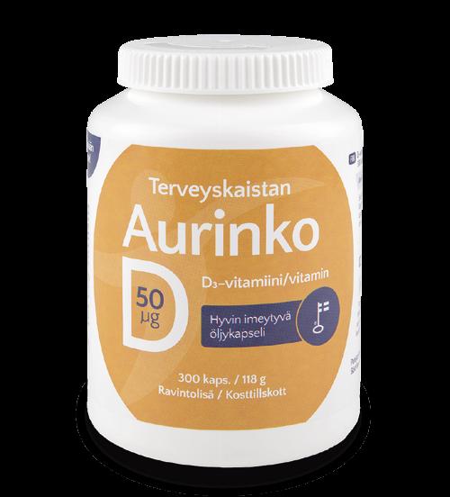 AURINKO D 50 µg TAI 100 µg Vahva, hyvin imeytyvä Aurinko