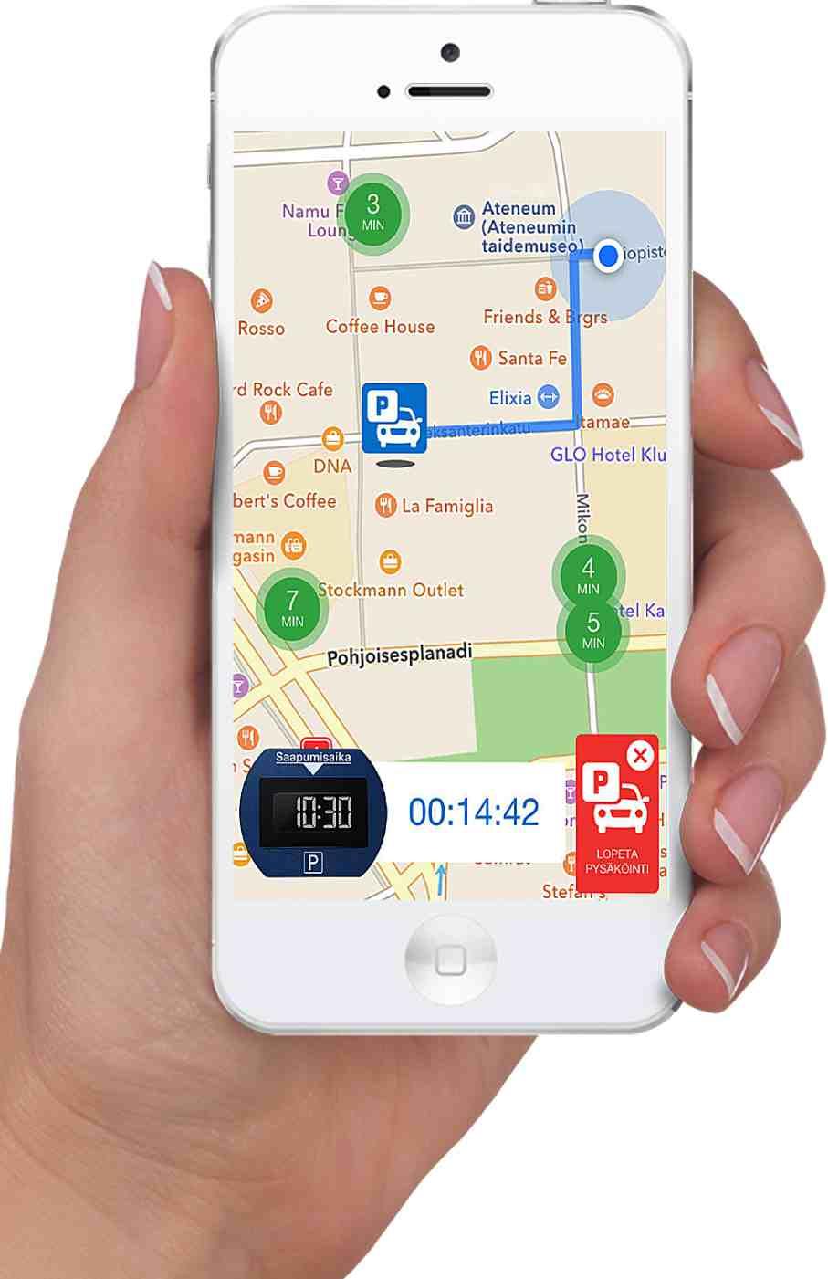 NEEDIT pysäköintikiekon ostaja saa mukana veloituksetta ainutlaatuisen Mobile App sovelluksen, jota muilla valmistajilla ei