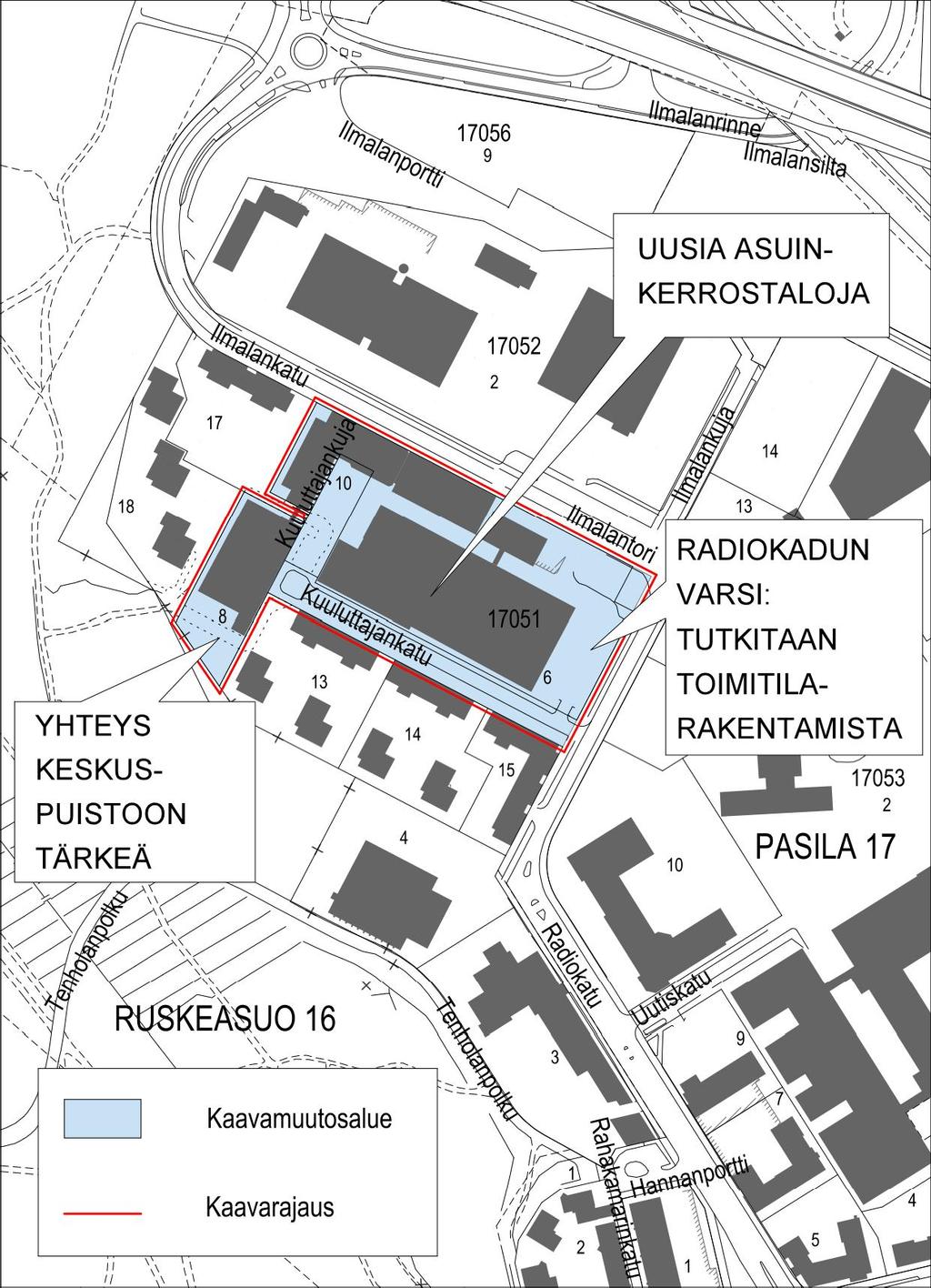 Hankenro 4886_1 HEL 2014-013326 24.2.2015 Oas 1195-00/15 1 (5) PÖLLÖLAAKSO ASEMAKAAVAN MUUTOS OSALLISTUMIS- JA ARVIOINTISUUNNITELMA Suunnittelualue Suunnittelualue sijaitsee Ilmalassa Länsi-Pasilan pohjoisosassa.